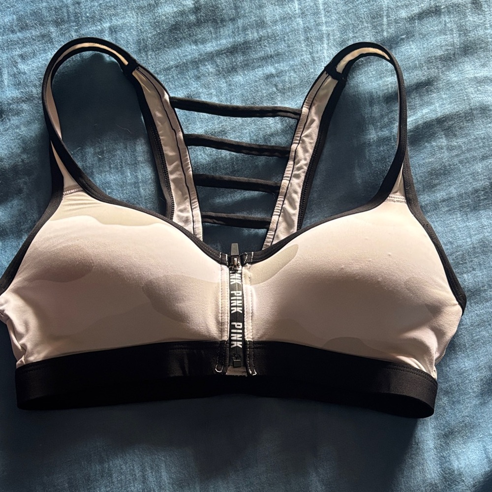 Black and White Strappy Sports Bra